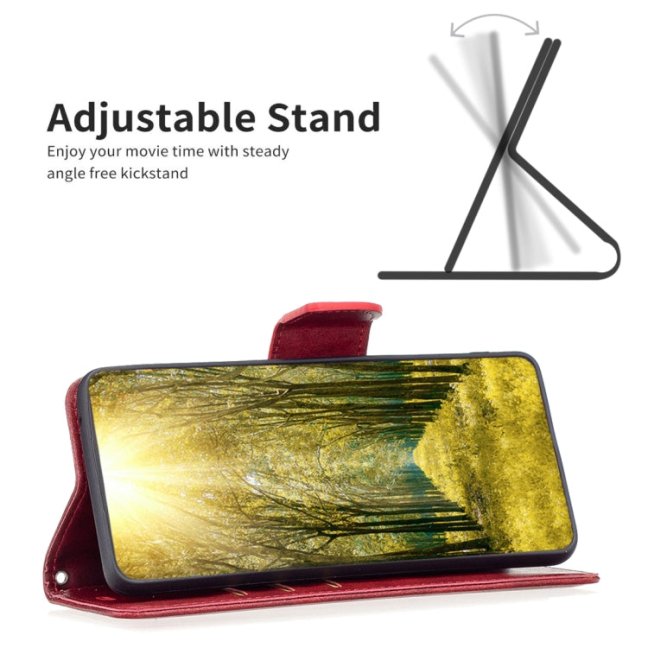 SOLID Knižkové puzdro pre Oppo Reno7 5G - červené