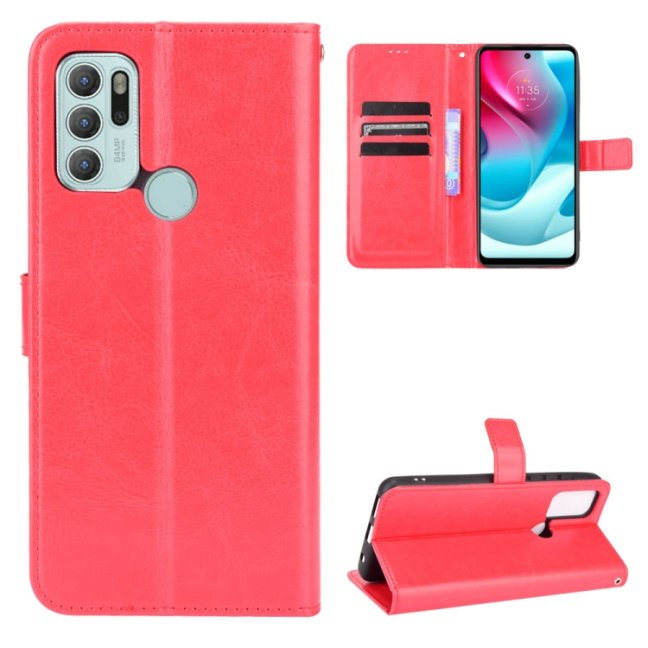 9D SKLO + PÚZDRO 2v1 pre Motorola Moto G60s - Knížkove puzdro Solid červené