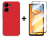 SKLO + PUZDRO 2v1 pre Xiaomi Redmi 13C - Silikónové červené