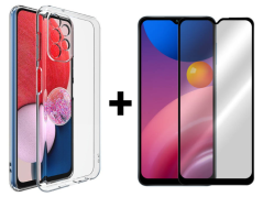 SKLO + KRYT 2v1 pre Samsung Galaxy A13 4G - Silikónový Zadný 2.00 mm priesvitný