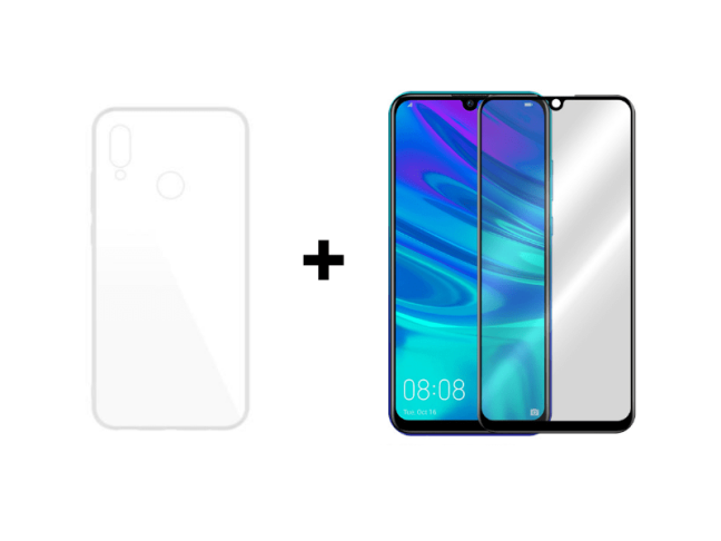 9D SKLO + PÚZDRO 2v1 pre HUAWEI P Smart (2019) / Honor 10 Lite priehľadný