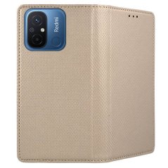 SKLO + PUZDRO 2v1 pre Xiaomi Redmi 12C - Knižkové puzdro MAGNET zlaté