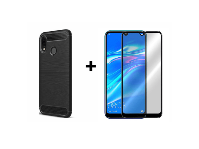 9D SKLO + PÚZDRO 2v1 pre HUAWEI Y7 2019 - Carbon