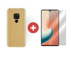 SKLO + PÚZDRO 2v1 pre HUAWEI Mate 20 Glitter zlaté