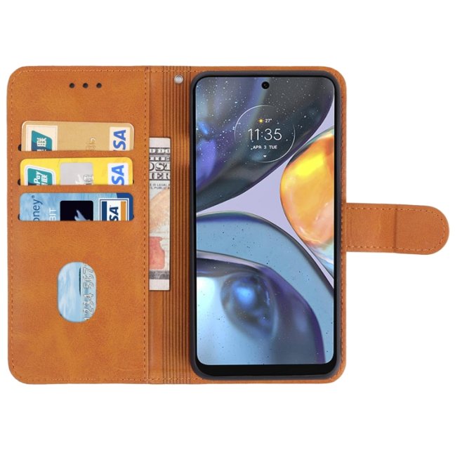9D SKLO + PUZDRO 2v1 pre Motorola Moto G22 - Knižkové Solid hnedé