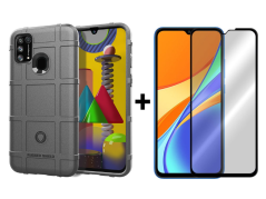 SKLO + PUZDRO 2v1 pre Xiaomi Redmi 9C - Tvrdené COVERAGE sivé
