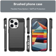 CARBON Zadný obal pre Apple iPhone 15 Pro - čierny