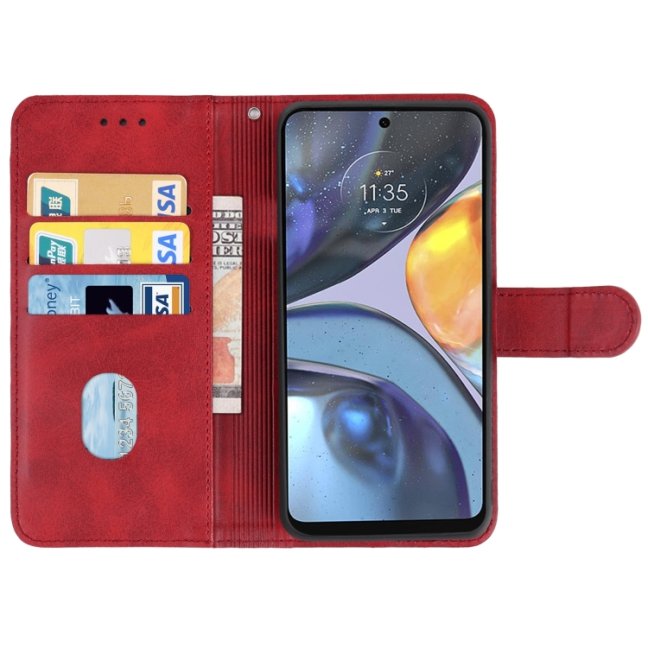 9D SKLO + PUZDRO 2v1 pre Motorola Moto G22 - Knižkové Solid červené