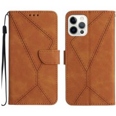 STITCHING Knižkové puzdro pre Apple iPhone 13 Pro - hnedé