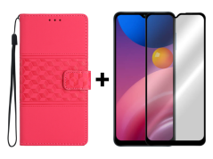 SKLO + PUZDRO 2v1 pre Samsung Galaxy A13 4G - Knižkové EMBOSSED ružové
