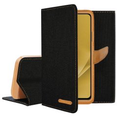 SKLO + PUZDRO 2v1 pre Xiaomi 12 Lite - Knižkové CANVAS čierno hnedé