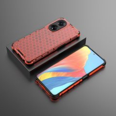Zadný ochranný kryt pre Oppo A98 5G - Tvrdený HONEYCOMB červený