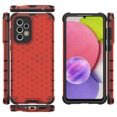 SKLO + PUZDRO 2v1 pre Samsung Galaxy A33 5G - Tvrdené HONEYCOMB červené