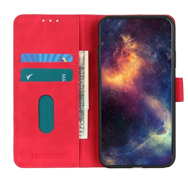 9D SKLO + PUZDRO 2v1 pre Motorola Moto E22 / E22i - Knižkové KHAZNEH červené