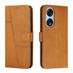 STITCHING Knižkové puzdro pre Oppo A98 5G - svetlo hnedé