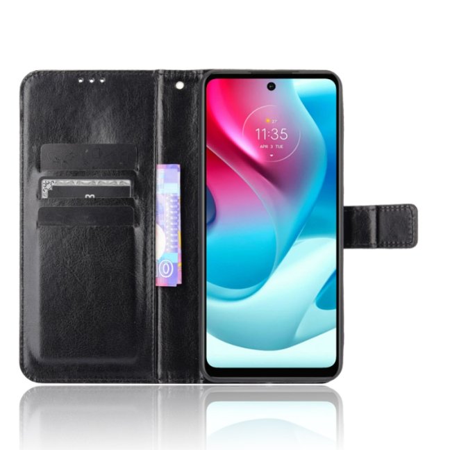 9D SKLO + PÚZDRO 2v1 pre Motorola Moto G60s - Knížkove puzdro Solid čierne