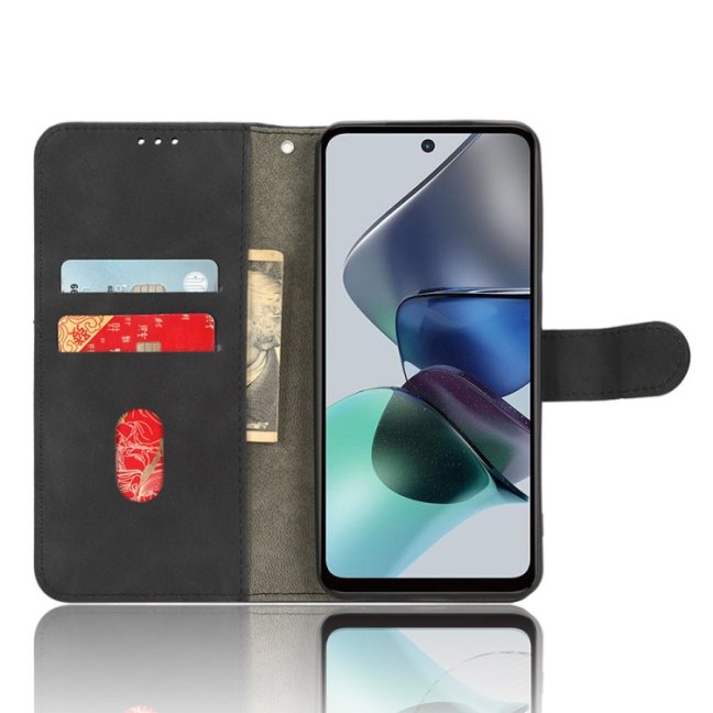 9D SKLO + PUZDRO 2v1 pre Motorola Moto G23 / G13 - Knižkové puzdro SOLID čierne