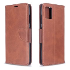 LAMBSKIN Knižkové puzdro pre Samsung Galaxy A51 - hnedé