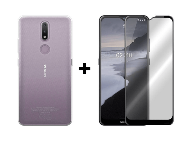 9D SKLO + PÚZDRO 2v1 pre Nokia 2.4 priesvitné