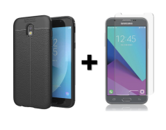 SKLO + PÚZDRO 2v1 pre SAMSUNG GALAXY J3 2017 Litchi čierne