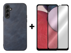 SKLO + PUZDRO 2v1 pre Samsung Galaxy A14 4G / A14 5G - COWHIDE modré