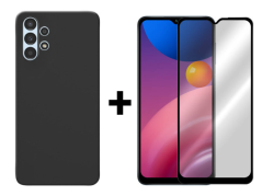 SKLO + KRYT 2v1 pre Samsung Galaxy A13 4G - Silikónový Zadný kryt MATT čierny