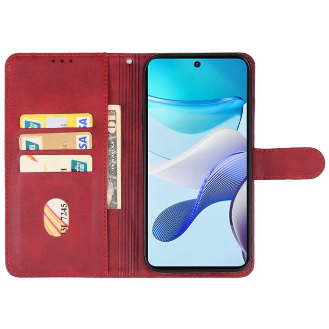 9D SKLO + PUZDRO 2v1 pre Motorola Moto G53 5G - Knižkové puzdro SOLID červené