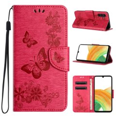 SKLO + PUZDRO 2v1 pre Samsung Galaxy S24 5G - Knižkové puzdro BUTTERFLY ružové