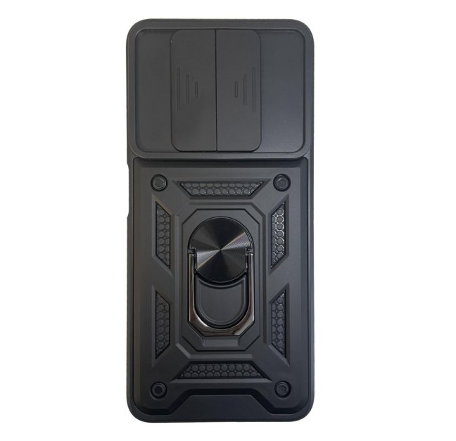 9D SKLO + PUZDRO 2v1 pre Huawei Nova Y90 - Tvrdené Armor Ring SLIDE čierne
