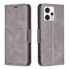 9D SKLO + PUZDRO 2v1 pre Motorola Moto G53 5G - Knižkové LEATHER sivé