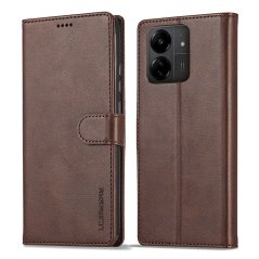 IMEEKE Knižkové puzdro pre Xiaomi Redmi 13C - tmavo hnedé