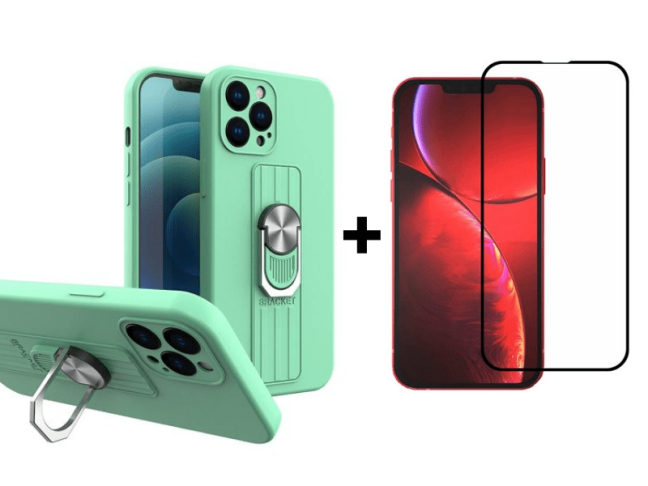 9D SKLO + PÚZDRO 2v1 pre Apple iPhone 13 - Armor Grip mint