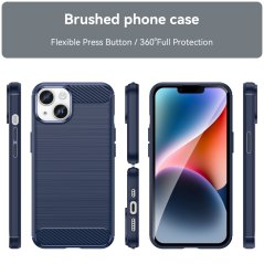 Zadný ochranný kryt pre iPhone 15 - CARBON modrý