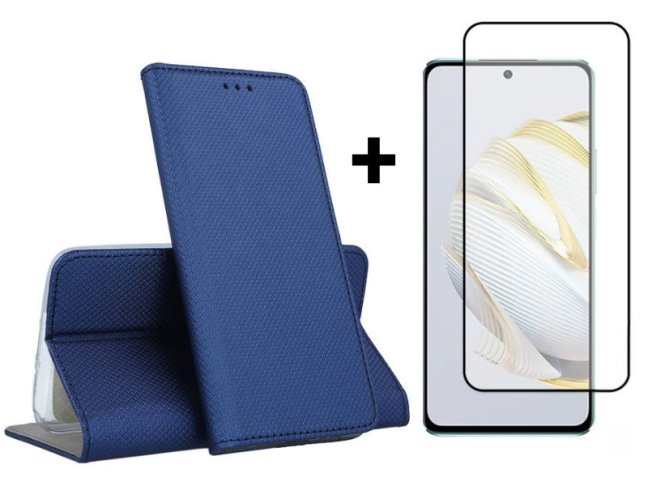 9D SKLO + PUZDRO 2v1 pre Huawei Nova 10 SE - Knižkové MAGNET modré