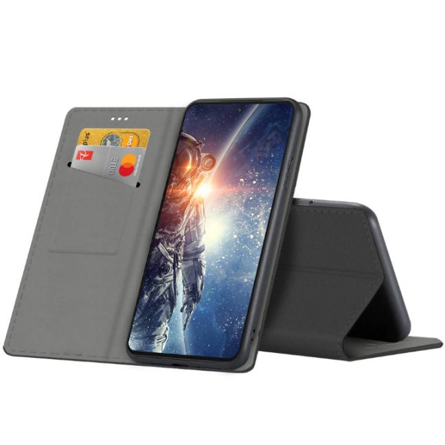9D SKLO + PUZDRO 2v1 pre Motorola Edge 30 Neo - Knižkové MAGNET čierne