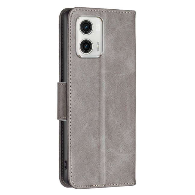 9D SKLO + PUZDRO 2v1 pre Motorola Moto G73 5G - Knižkové SOLID sivé