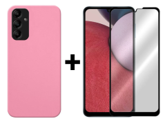 SKLO + KRYT 2v1 pre Samsung Galaxy A14 4G / A14 5G - Silikónový Zadný kryt MATT ružový