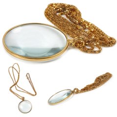 Lupa na krk na čítanie zlatá 5x elegantná