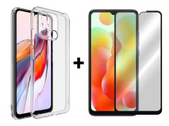 SKLO + PUZDRO 2v1 pre Xiaomi Redmi 12C - Silikónové priesvitné