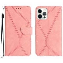 STITCHING Knižkové puzdro pre Apple iPhone 14 Pro - ružové
