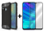 SKLO + KRYT 2v1 pre Huawei P Smart 2019 / Honor 10 Lite - Tvrdený Zadný kryt HYBRID čierny