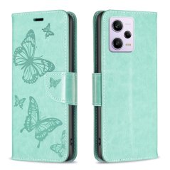 SKLO + PUZDRO 2v1 pre Xiaomi Redmi Note 12 Pro 5G - Knižkové BUTTERFLY zelené