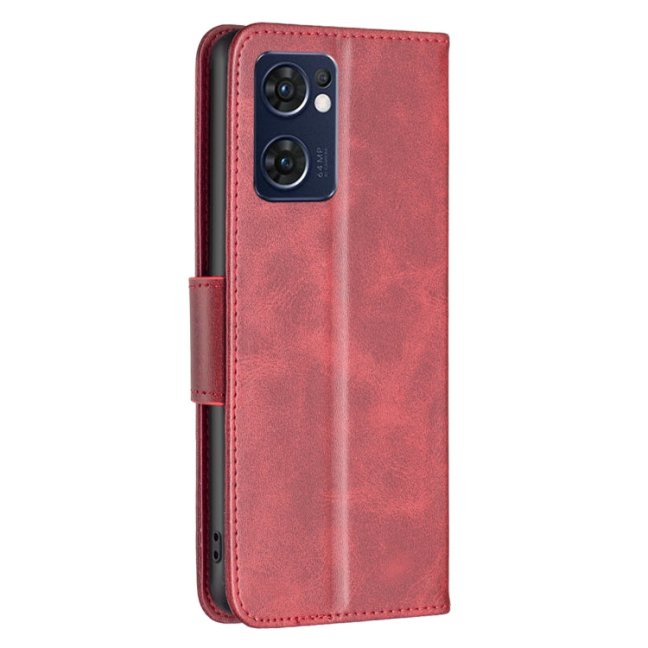 SOLID Knižkové puzdro pre Oppo Reno7 5G - červené