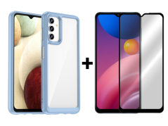 SKLO + PUZDRO 2v1 pre Samsung Galaxy A13 4G - Tvrdené SPACE modré