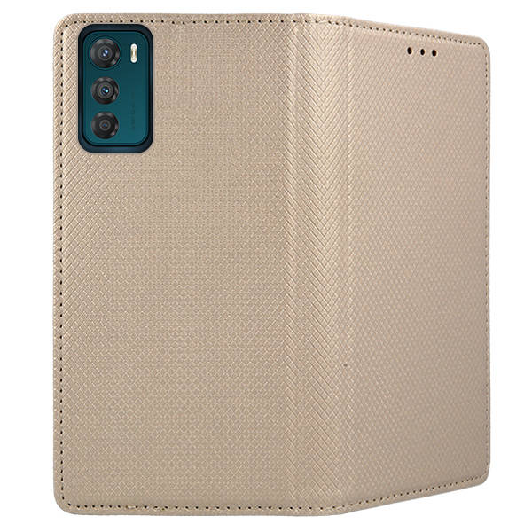 9D SKLO + PUZDRO 2v1 pre Motorola Moto G42 - Knižkové Smart Magnet zlaté