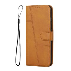 STITCHING Knižkové puzdro pre Xiaomi Redmi A1 / Redmi A2 - svetlo hnedé