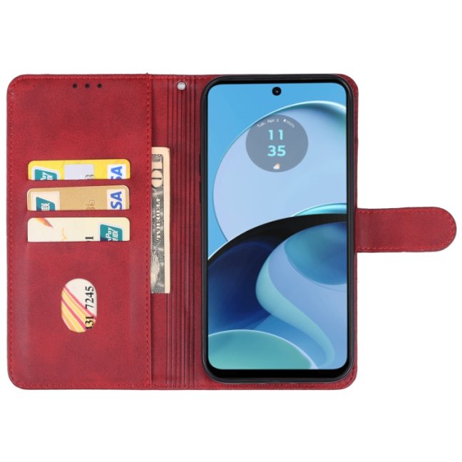 9D SKLO + PUZDRO 2v1 pre Motorola Moto G14 - Knižkové SOLID červené