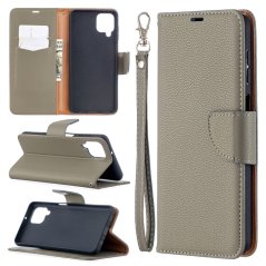 LAMBSKIN Knižkové puzdro pre Samsung Galaxy A12 - sivé