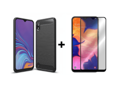 9D SKLO + PÚZDRO 2v1 pre Samsung Galaxy A10 Carbon