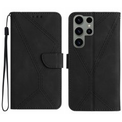 STITCHING Knižkové puzdro pre Samsung Galaxy S23 Ultra 5G - čierne